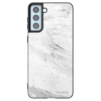 Picasee Μαύρη θήκη σιλικόνης για Samsung Galaxy S21+ 5G G996F - White marble