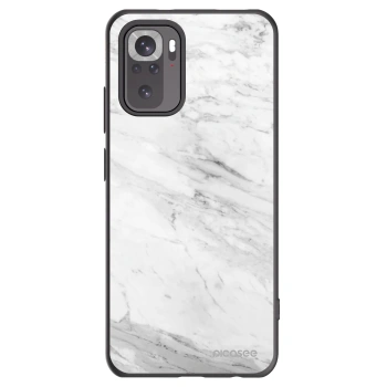 Picasee Μαύρη θήκη σιλικόνης για Xiaomi Redmi Note 10S - White marble
