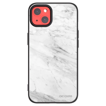 Picasee Μαύρη θήκη σιλικόνης για Apple iPhone 13 - White marble