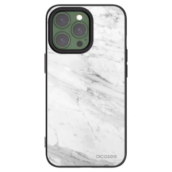 Picasee Μαύρη θήκη σιλικόνης για Apple iPhone 13 Pro - White marble