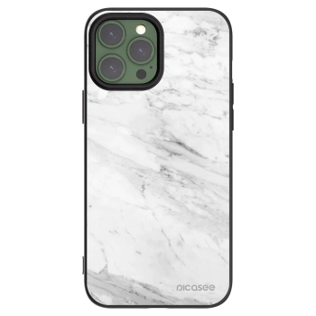 Picasee Μαύρη θήκη σιλικόνης για Apple iPhone 13 Pro Max - White marble