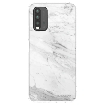 Picasee Μαύρη θήκη σιλικόνης για Xiaomi Redmi 9T - White marble