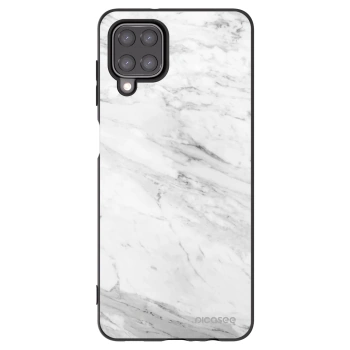 Picasee Μαύρη θήκη σιλικόνης για Samsung Galaxy M12 M127F - White marble