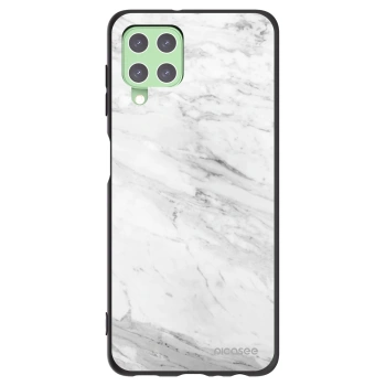 Picasee Μαύρη θήκη σιλικόνης για Samsung Galaxy A22 A225F 4G - White marble