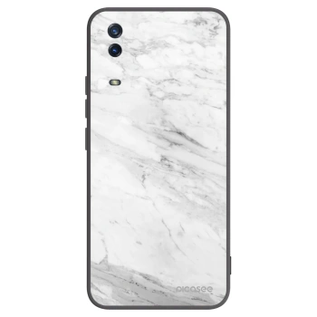 Picasee Μαύρη θήκη σιλικόνης για Vivo Y11s - White marble