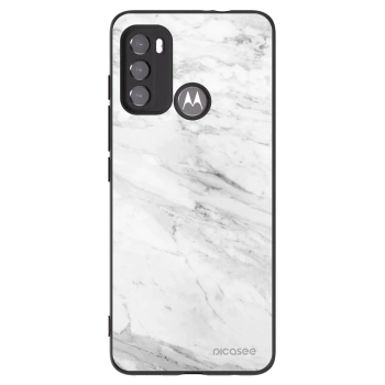 Picasee Μαύρη θήκη σιλικόνης για Motorola Moto G60 - White marble