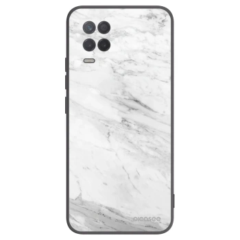 Picasee Μαύρη θήκη σιλικόνης για Realme 8 5G - White marble