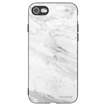 Picasee Μαύρη θήκη σιλικόνης για Apple iPhone SE 2022 - White marble