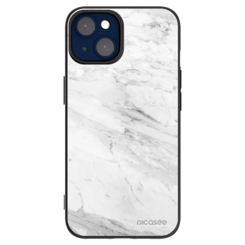 Picasee Μαύρη θήκη σιλικόνης για Apple iPhone 14 - White marble
