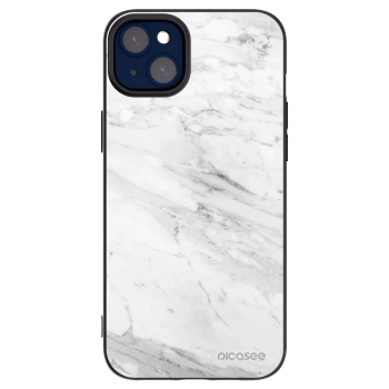 Picasee Μαύρη θήκη σιλικόνης για Apple iPhone 14 Plus - White marble