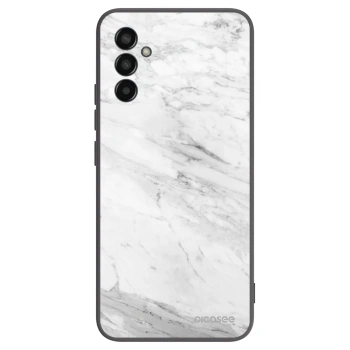 Picasee Μαύρη θήκη σιλικόνης για Samsung Galaxy M13 M135F - White marble