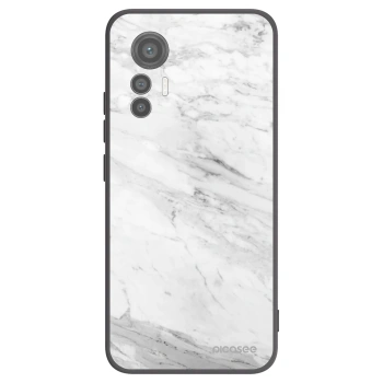Picasee Μαύρη θήκη σιλικόνης για Xiaomi 12 Lite - White marble