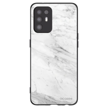 Picasee Μαύρη θήκη σιλικόνης για OPPO A94 5G - White marble