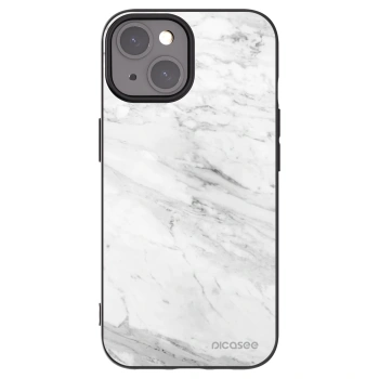 Picasee Μαύρη θήκη σιλικόνης για Apple iPhone 15 - White marble