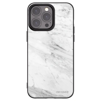 Picasee Μαύρη θήκη σιλικόνης για Apple iPhone 15 Pro Max - White marble