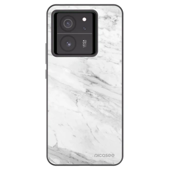 Picasee Μαύρη θήκη σιλικόνης για Xiaomi 13T - White marble