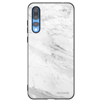 Picasee Μαύρη θήκη σιλικόνης για Huawei P20 Pro - White marble