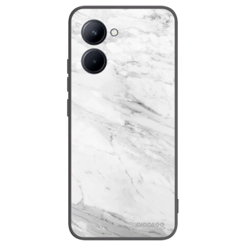 Picasee Μαύρη θήκη σιλικόνης για Realme C33 (2023) - White marble