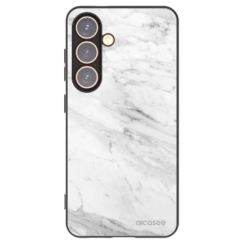 Picasee Μαύρη θήκη σιλικόνης για Samsung Galaxy S24 S921B 5G - White marble