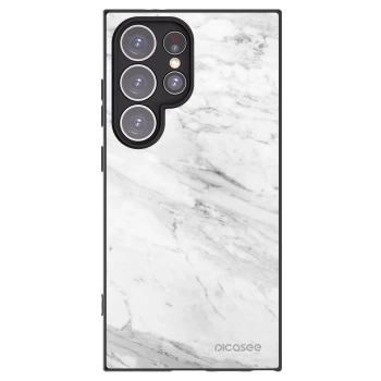 Picasee Μαύρη θήκη σιλικόνης για Samsung Galaxy S24 Ultra S928B 5G - White marble