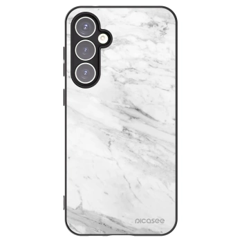 Picasee Μαύρη θήκη σιλικόνης για Samsung Galaxy S23 FE S711B - White marble