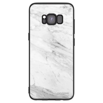 Picasee Μαύρη θήκη σιλικόνης για Samsung Galaxy S8 G950F - White marble