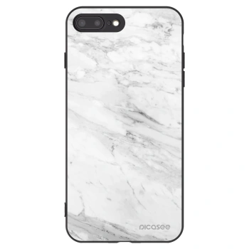 Picasee Μαύρη θήκη σιλικόνης για Apple iPhone 7 Plus - White marble
