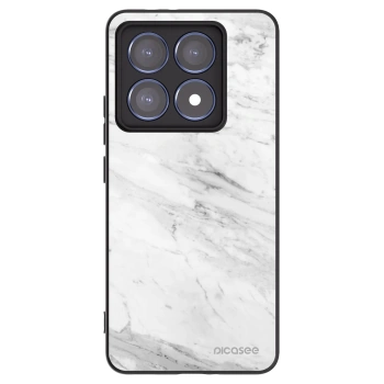 Picasee Μαύρη θήκη σιλικόνης για Xiaomi 14T Pro - White marble