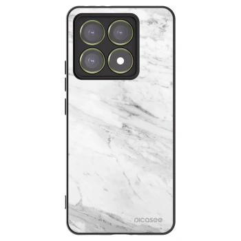 Picasee Μαύρη θήκη σιλικόνης για Xiaomi 14T - White marble