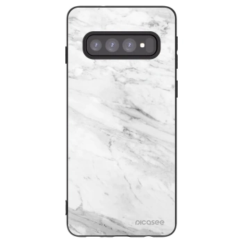Picasee Μαύρη θήκη σιλικόνης για Samsung Galaxy S10 G973 - White marble