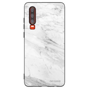 Picasee Μαύρη θήκη σιλικόνης για Huawei P30 - White marble