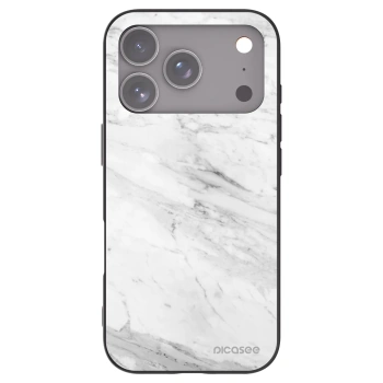 Picasee Μαύρη θήκη σιλικόνης για Apple iPhone 17 Pro - White marble