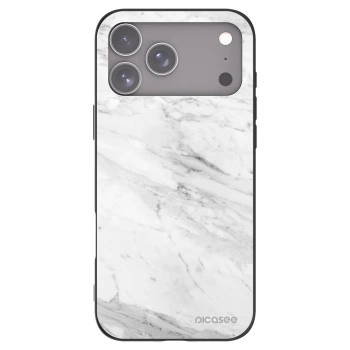 Picasee Μαύρη θήκη σιλικόνης για Apple iPhone 17 Pro Max - White marble