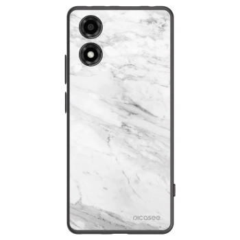 Picasee Μαύρη θήκη σιλικόνης για Motorola Moto E14 - White marble