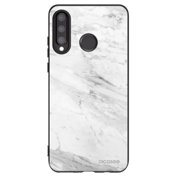 Picasee Μαύρη θήκη σιλικόνης για Huawei P30 Lite - White marble