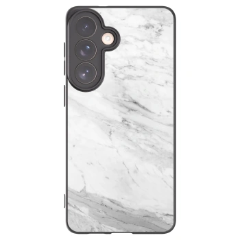 Picasee Μαύρη θήκη σιλικόνης για Samsung Galaxy S26+ - White marble