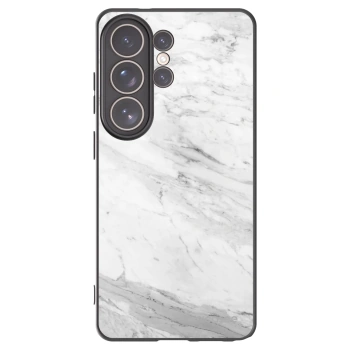 Picasee Μαύρη θήκη σιλικόνης για Samsung Galaxy S26 Ultra - White marble