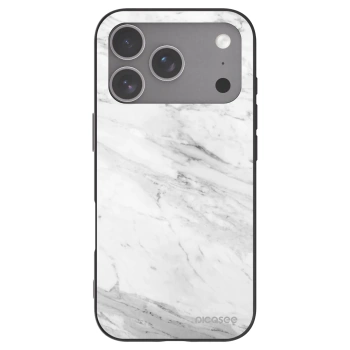 Picasee Μαύρη θήκη σιλικόνης για Apple iPhone 18 Pro - White marble