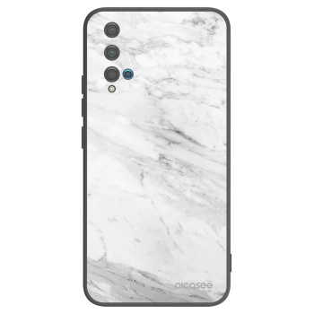 Picasee Μαύρη θήκη σιλικόνης για Huawei Nova 5T - White marble