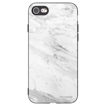 Picasee Μαύρη θήκη σιλικόνης για Apple iPhone SE 2020 - White marble
