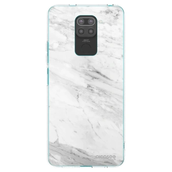 Picasee Μαύρη θήκη σιλικόνης για Xiaomi Redmi Note 9 - White marble