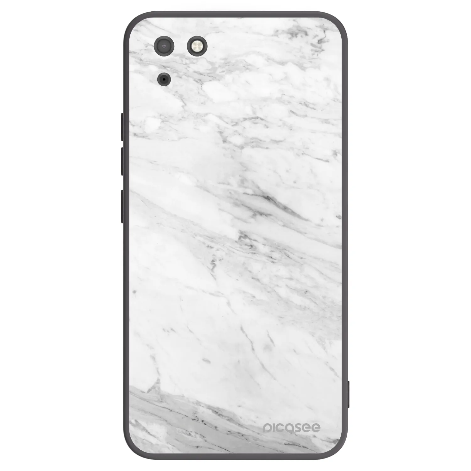 Picasee Μαύρη θήκη σιλικόνης για Huawei Y5P - White marble