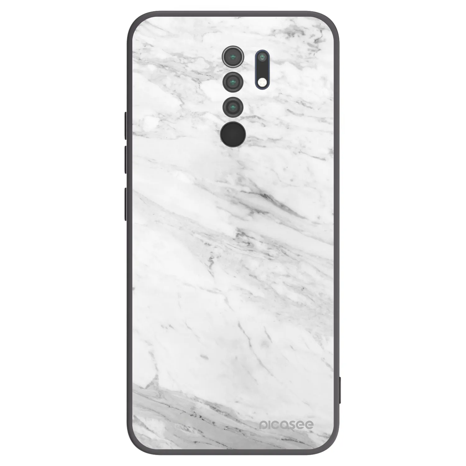 Picasee Μαύρη θήκη σιλικόνης για Xiaomi Redmi 9 - White marble