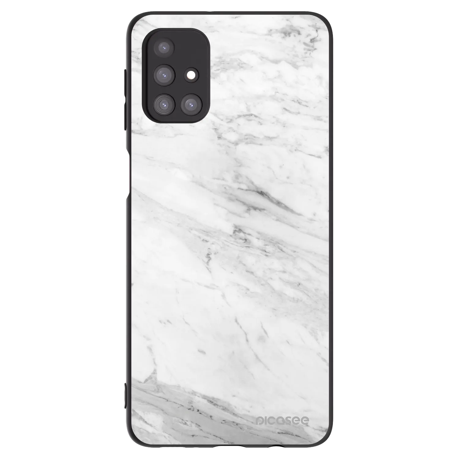 Picasee Μαύρη θήκη σιλικόνης για Samsung Galaxy M31s - White marble