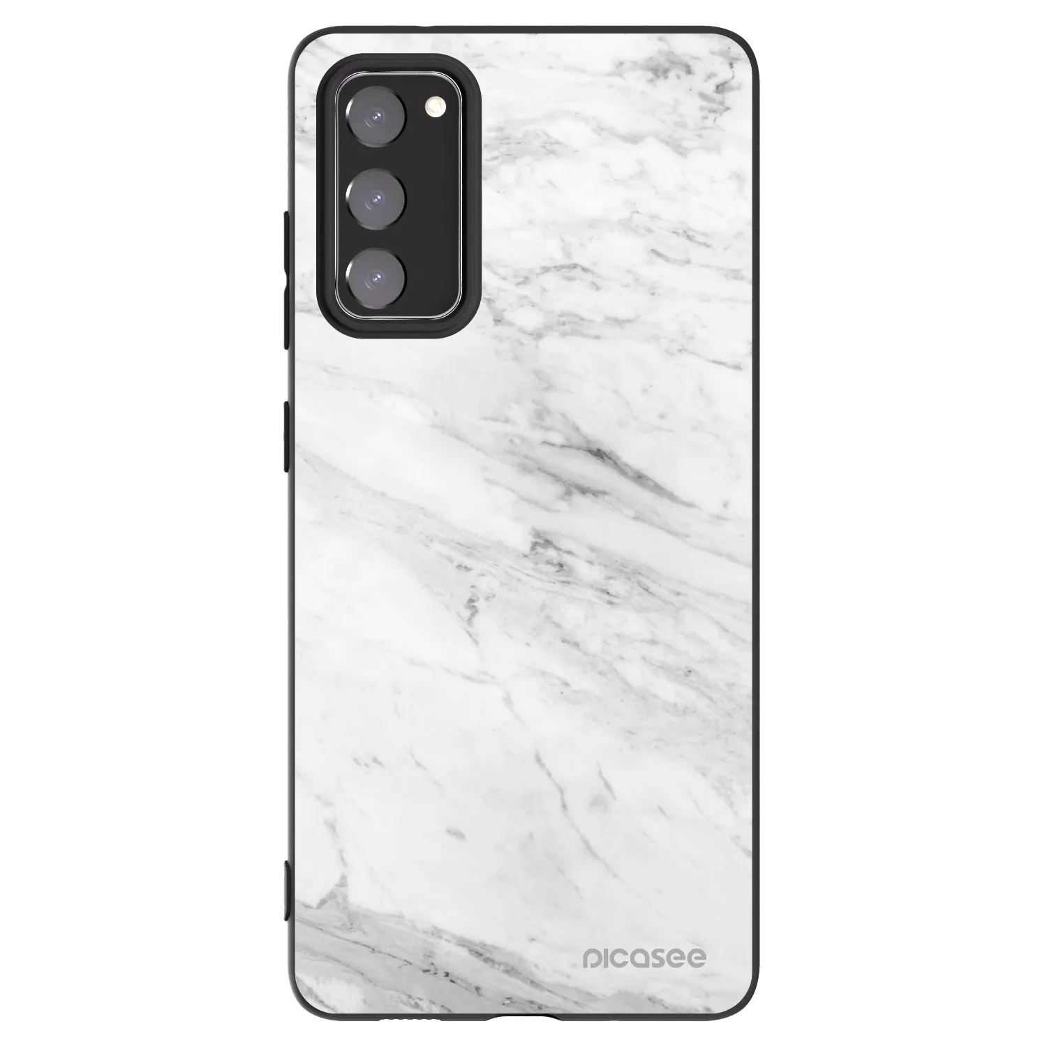 Picasee Μαύρη θήκη σιλικόνης για Samsung Galaxy S20 FE - White marble