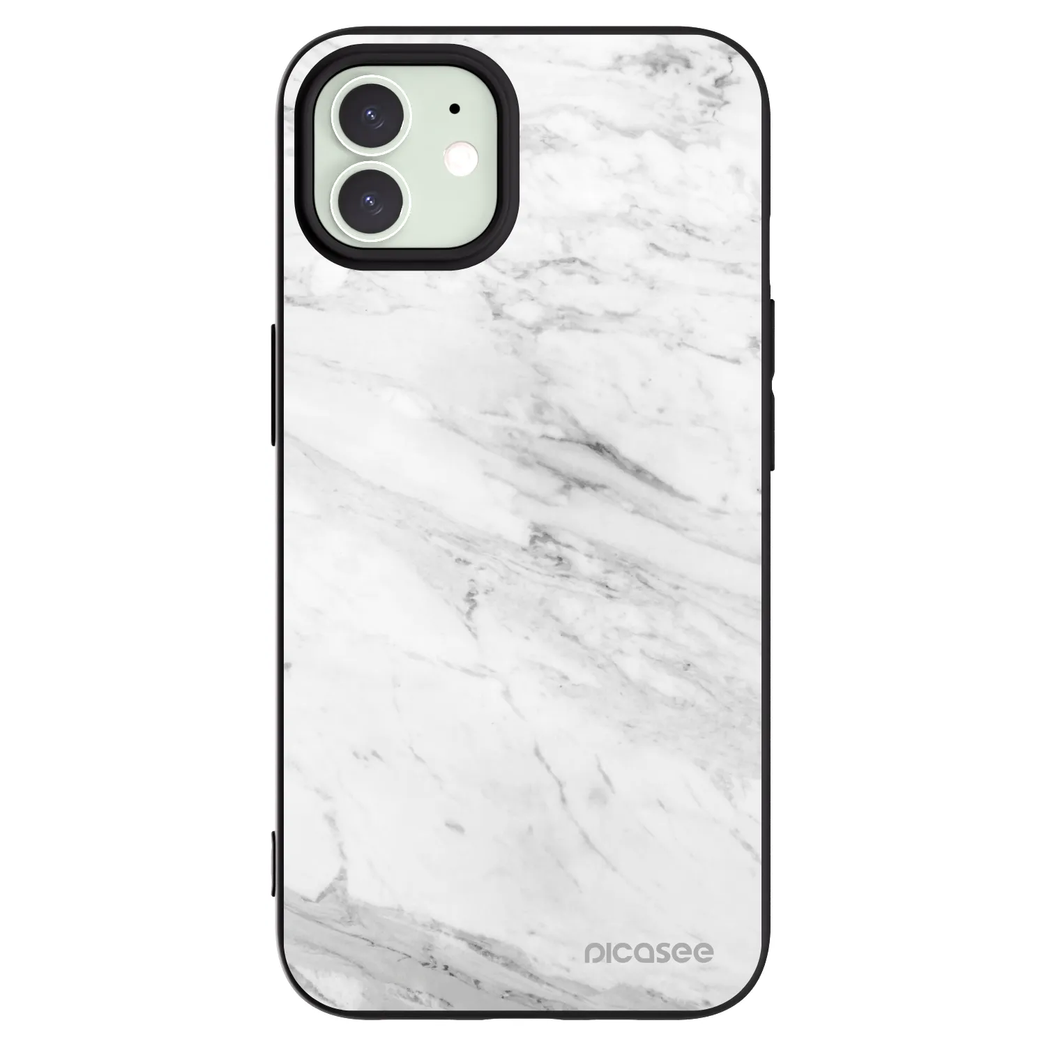 Picasee Μαύρη θήκη σιλικόνης για Apple iPhone 12 Pro - White marble