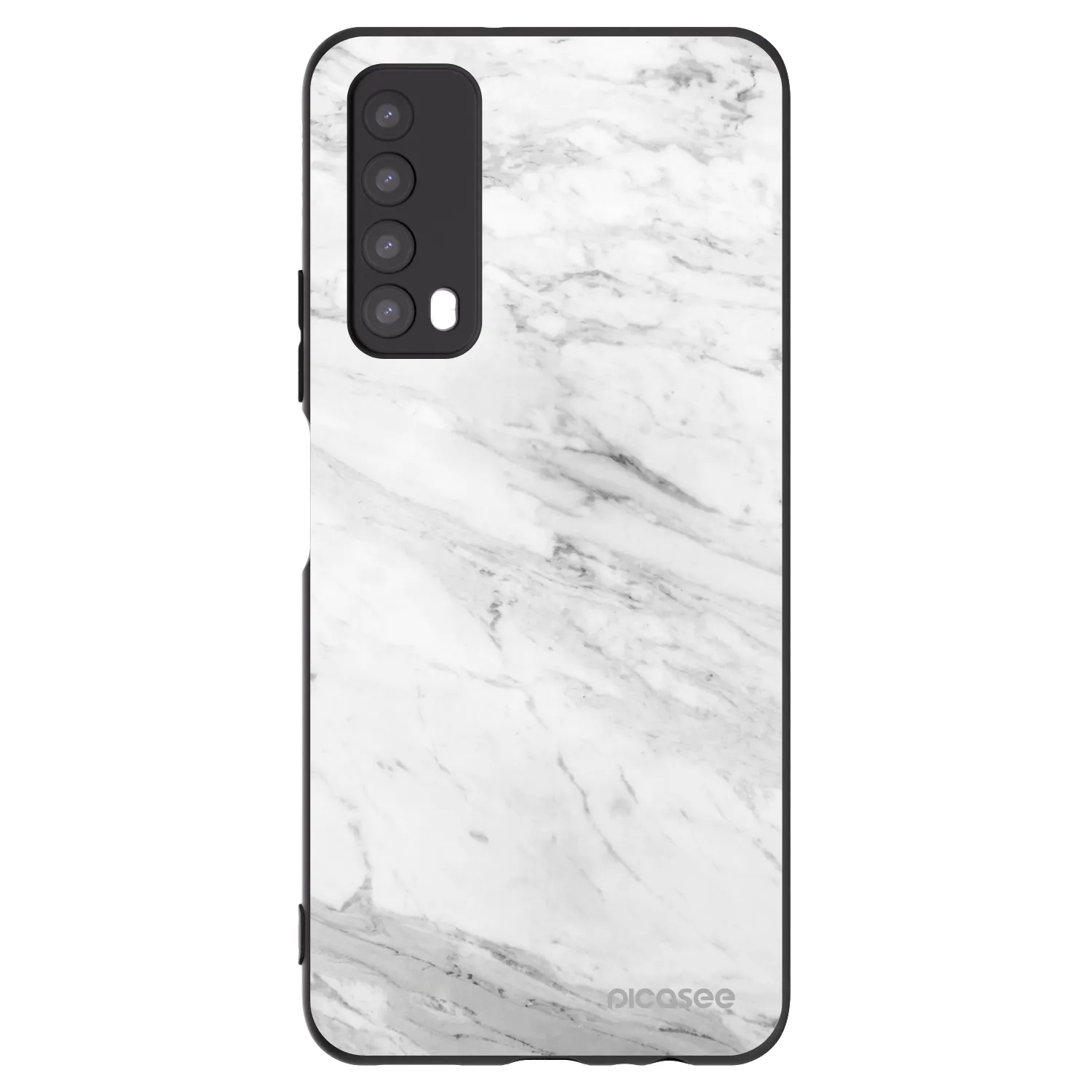 Picasee Μαύρη θήκη σιλικόνης για Huawei P Smart 2021 - White marble