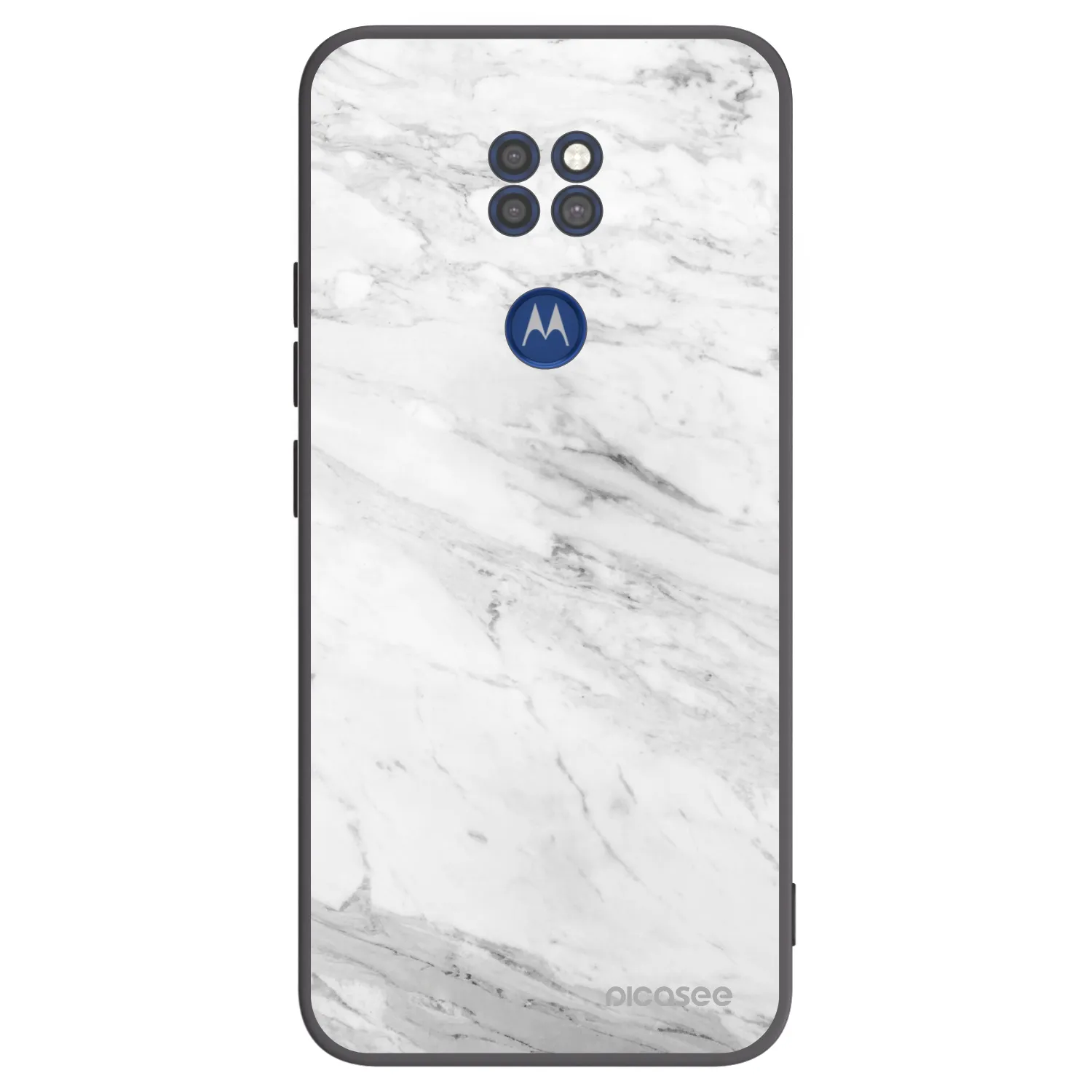 Picasee Μαύρη θήκη σιλικόνης για Motorola Moto G9 Play - White marble