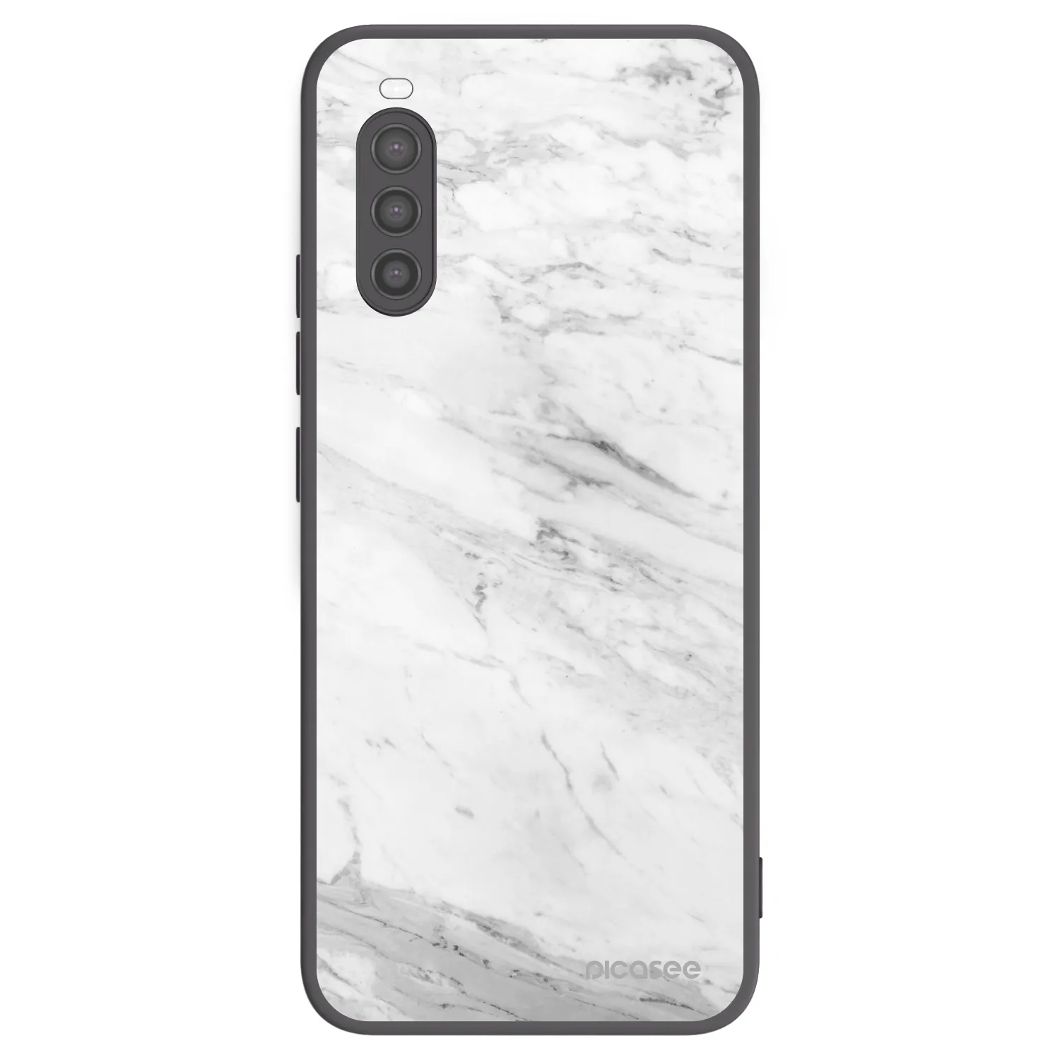 Picasee Μαύρη θήκη σιλικόνης για Sony Xperia 10 II - White marble