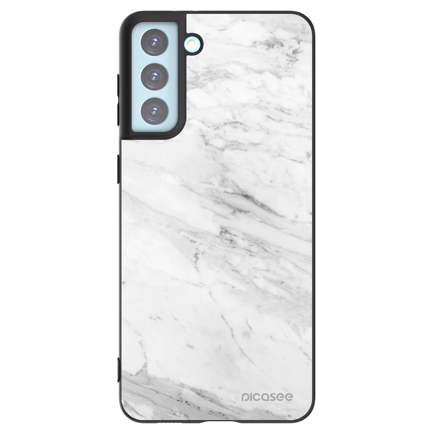 Picasee Μαύρη θήκη σιλικόνης για Samsung Galaxy S21+ 5G G996F - White marble